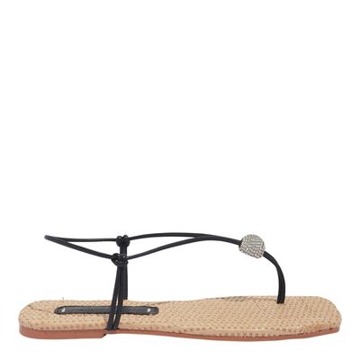Rasteira Metallic Soft Preta Bico Quadrado