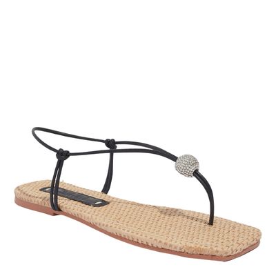 Rasteira Metallic Soft Preta Bico Quadrado