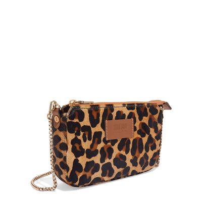Bolsa Couro Estampa Animal Print Alça Corrente Transversal