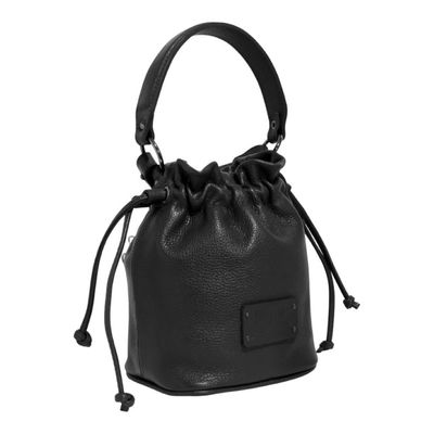Bolsa Bucket Couro Floater Preta Duas Alças