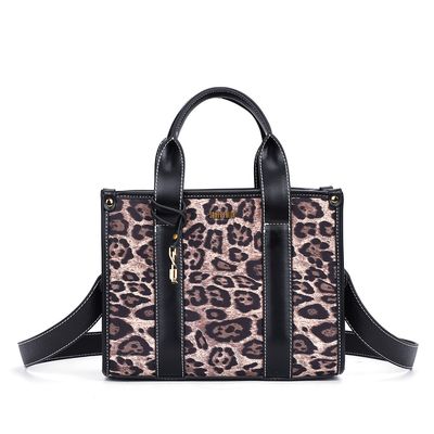 Bolsa Tote Nylon Pespontos Estampa Animal Print Onça