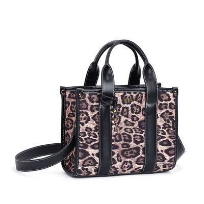 Bolsa Tote Nylon Pespontos Estampa Animal Print Onça