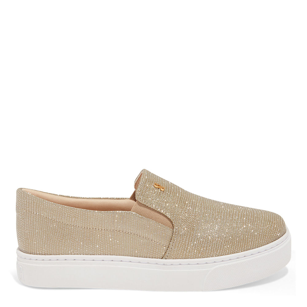Tênis Slip On Shiny Lizard Dourado Santa Lolla