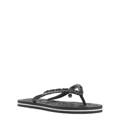 Chinelo Flip Flop Matelassê Tiras Corrente Preto