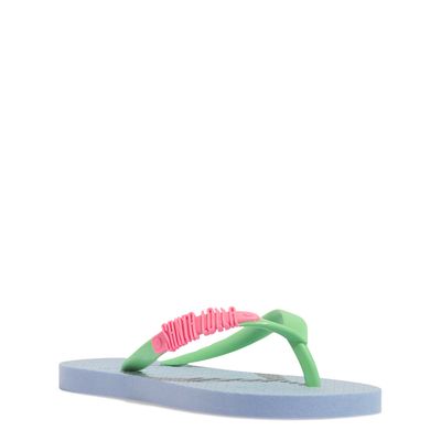 Chinelo Flip Flop Infantil Borracha Azul Tira Verde