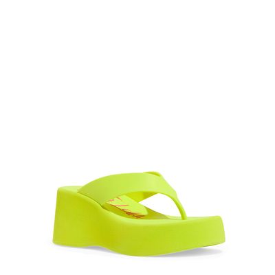 Sandália Plataforma De Dedo Borracha Amarelo Lime Fluor