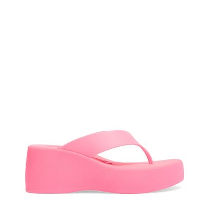Sandália Plataforma De Dedo Borracha Rosa Chic Jelly