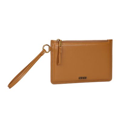 Clutch Pequena Soft Caramelo Alça De Mão