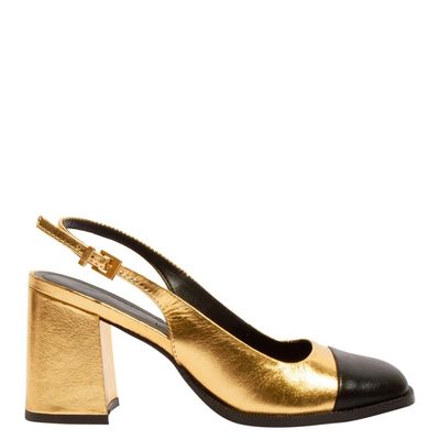 Scarpin Boneca Couro Cristal Dourado