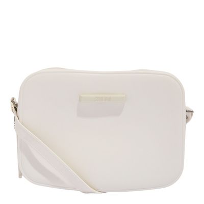 Bolsa Transversal Off White Borracha Média Alça Fina