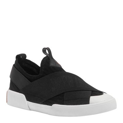 Tênis Slip On Knit Preto Faixas