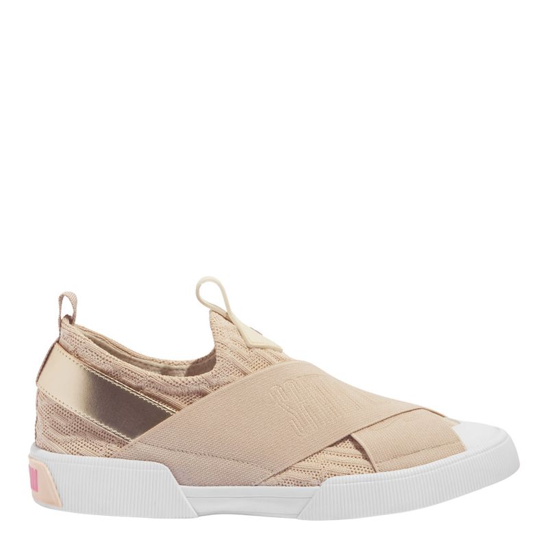 Tênis Slip On Knit Bege Faixas - Santa Lolla Tênis Slip On Knit Bege Faixas - Santa Lolla