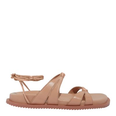 Sandalia Papete Couro Confort Bege