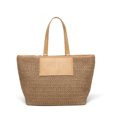Bolsa Shopper Grande Marrom Palha Tramado