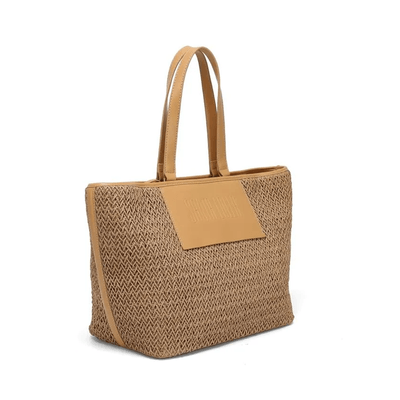 Bolsa Shopper Grande Marrom Palha Tramado