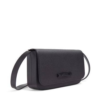 Bolsa Borracha Preta Alça Transversal