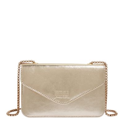 Bolsa Envelope Couro Metalizado Dourado Ouro
