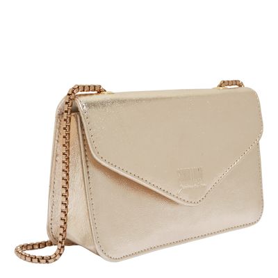 Bolsa Envelope Couro Metalizado Dourado Ouro