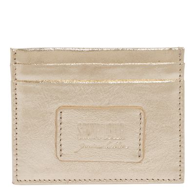 Kit Presente Porta Cartão E Chaveiro Couro Metalizado Dourado