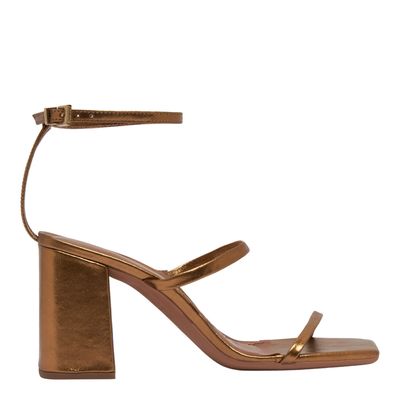 Sandalia Lolla Metalizada Craquelê Bronze