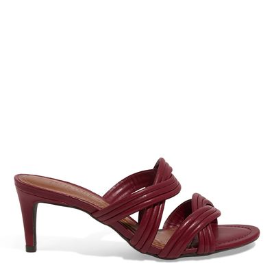 Mule Napa Soft Vermelho Marsala Salto Alto Fino