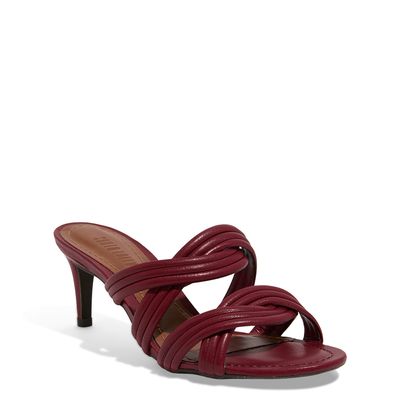 Mule Napa Soft Vermelho Marsala Salto Alto Fino