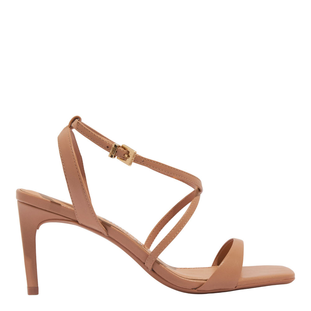 Sandália Couro Pelica Soft Bege Salto Médio - Santa Lolla