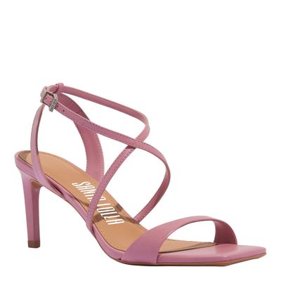 Sandália Couro Pelica Soft Rosa Salto Médio
