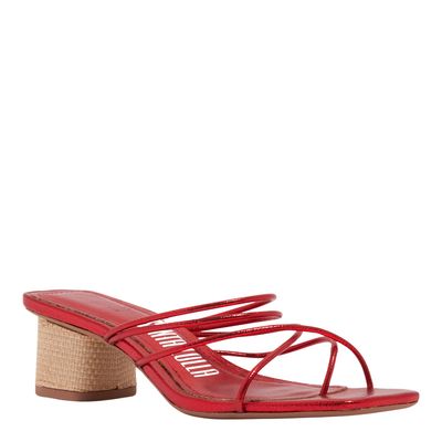 Mule Tiras Napa Floater Salto Bloco Vermelho