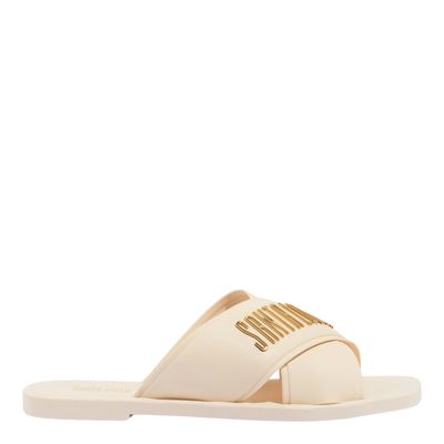Rasteira Borracha Tiras Cruzadas Off White