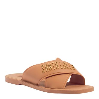 Chinelo Flip Flop Cruzado Borracha Bege