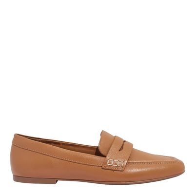 Mocassim Couro Floater Marrom Bico Quadrado