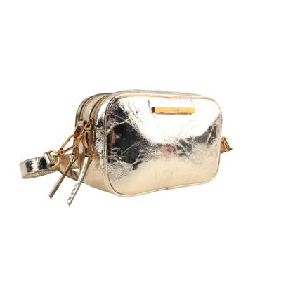 Bolsa Câmera Bag Dourada Metalizada Crinkle