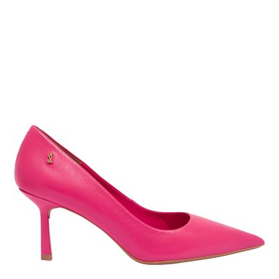Scarpin Couro Pelica Soft Rosa Pink Salto Alto Fino
