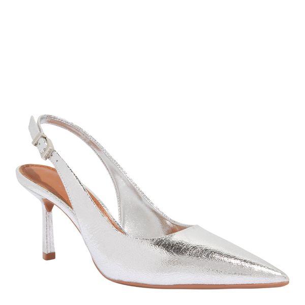 Scarpin Slingback Metalizado Prata