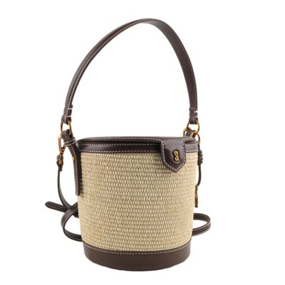 Bolsa Cilindro Palha Tramado Alça Transversal Off White