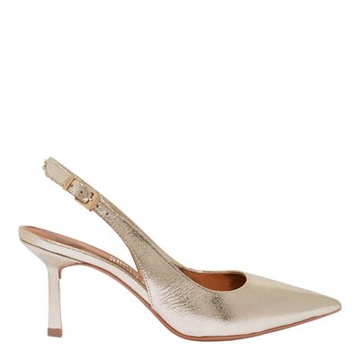Scarpin Slingback Metalizado Dourado