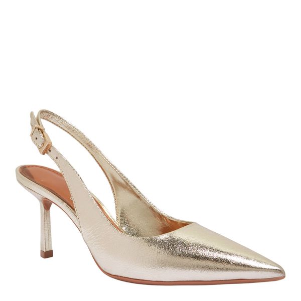 Scarpin Slingback Metalizado Dourado