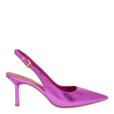 Scarpin Slingback Metalizado Roxo Fucsia