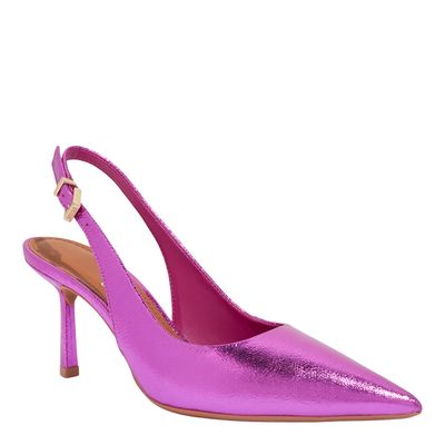 Scarpin Slingback Metalizado Roxo Fucsia