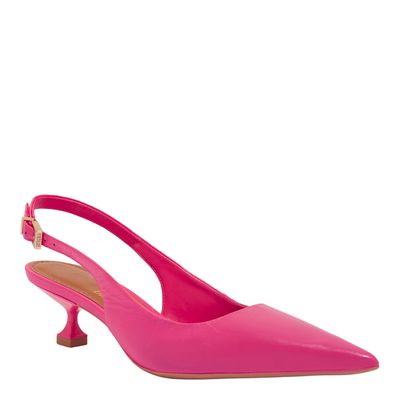 Scarpin Slingback Couro Pelica Soft Rosa Pink