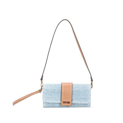 Bolsa Carteira Tramado Azul Gelatto Alça de Ombro