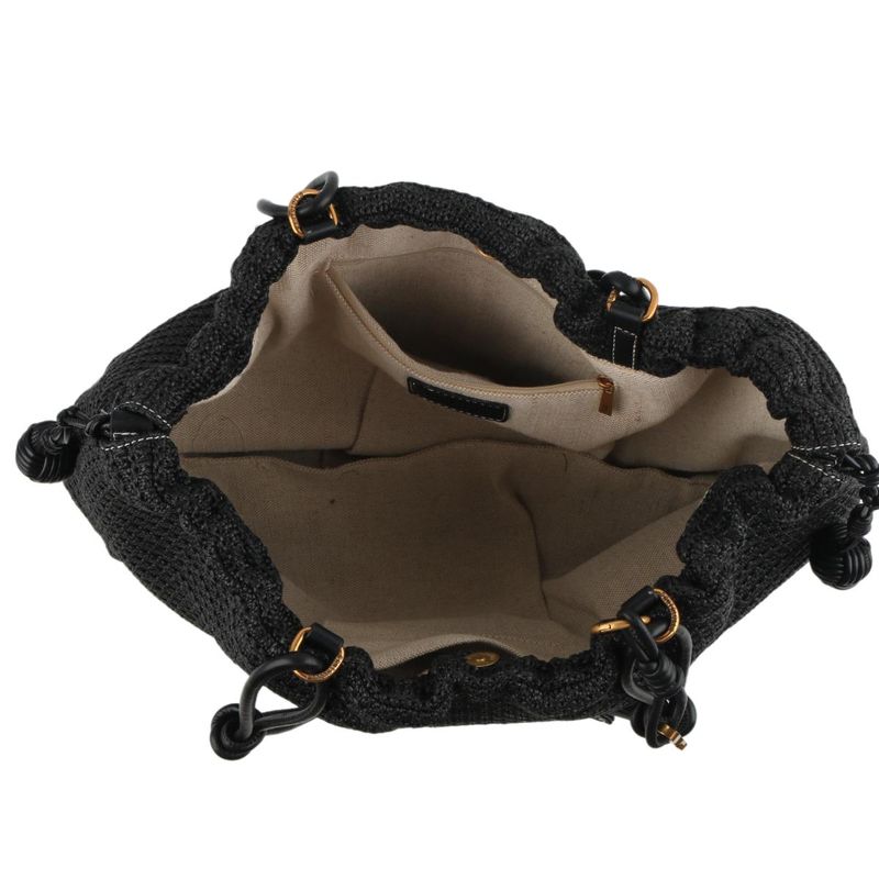 Bolsa Shopper Palha Tramado Preto Alça Nó - Santa Lolla Bolsa Shopper Palha Tramado Preto Alça Nó - Santa Lolla
