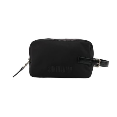 Necessaire Preta Nylon Alça De Mão