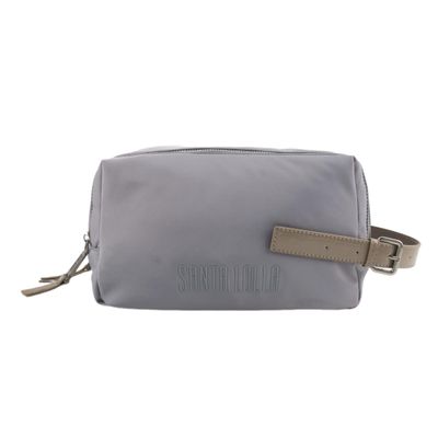 Necessaire Cinza Nylon Alça De Mão