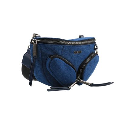 Bolsa Pochete Jeans Azul Alça Removível