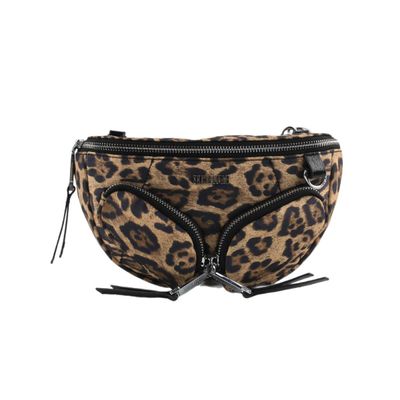 Bolsa Pochete Nylon Animal Print Onça Alça Removível