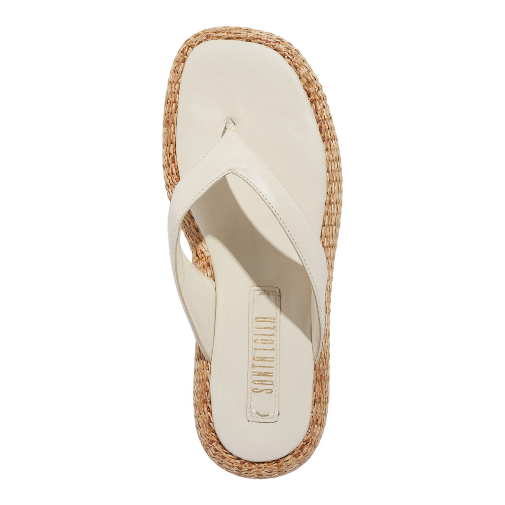 Sandália Espadrille Plataforma Couro Confort Off White
