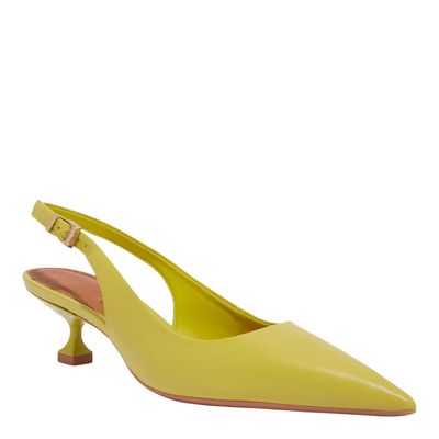 Scarpin Slingback Couro Pelica Soft Verde