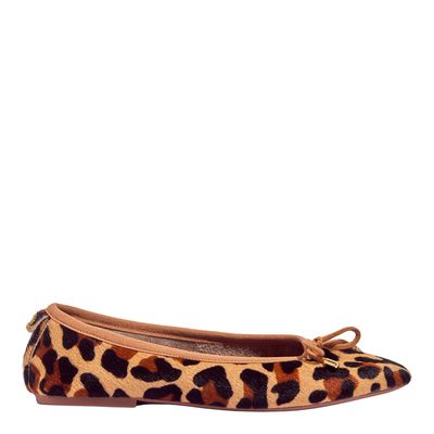 Sapatilha Laço Couro Animal Print Onça